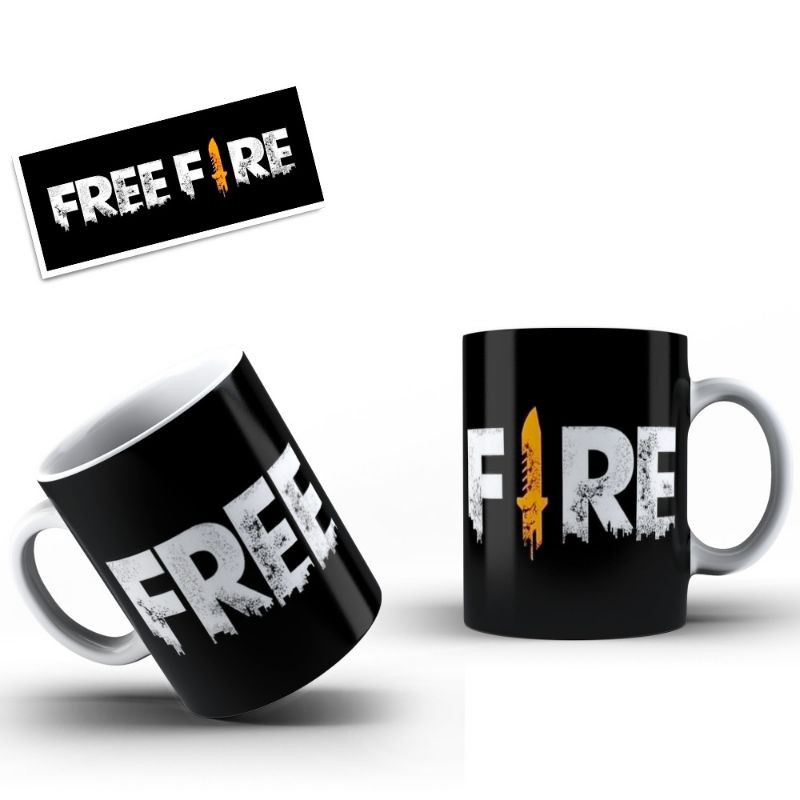 Caneca personalizada free fire com Nome feita em PORCELANA 325Ml