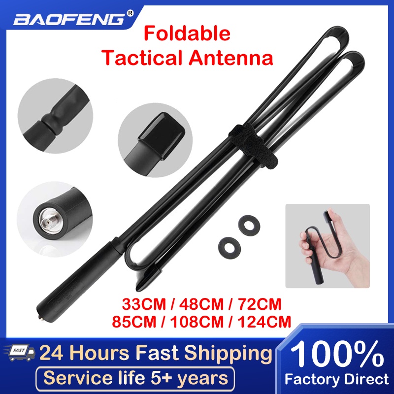 BAOFENG CS Antena Tática Walkie Talkie Dobrável UV 5R UV82-888S UV10R SMA-Fêmea Banda Dupla Rádio Presunto