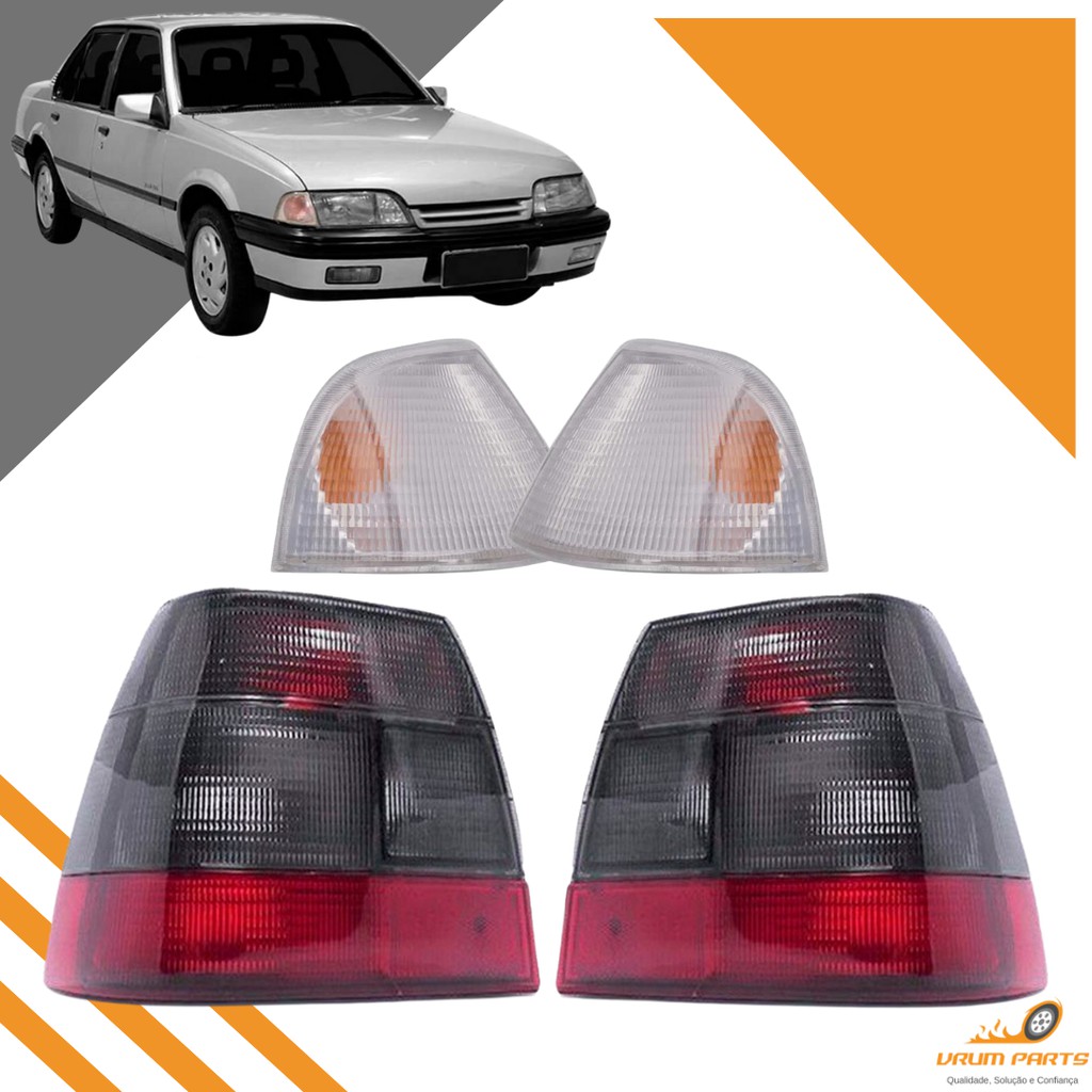 Kit Par Lanterna Traseira Monza 91 92 93 94 95 96 Tubarão Fumê + Par Pisca Cristal ARTEB