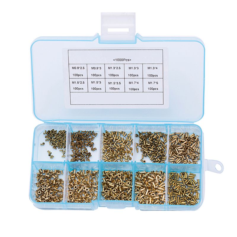 TENB 1000 PCS Rebites Tubulares M0 9 3 5 7 Pregos Metal Oco Rebite Porcas Sortimento Kit Placa Circuito P