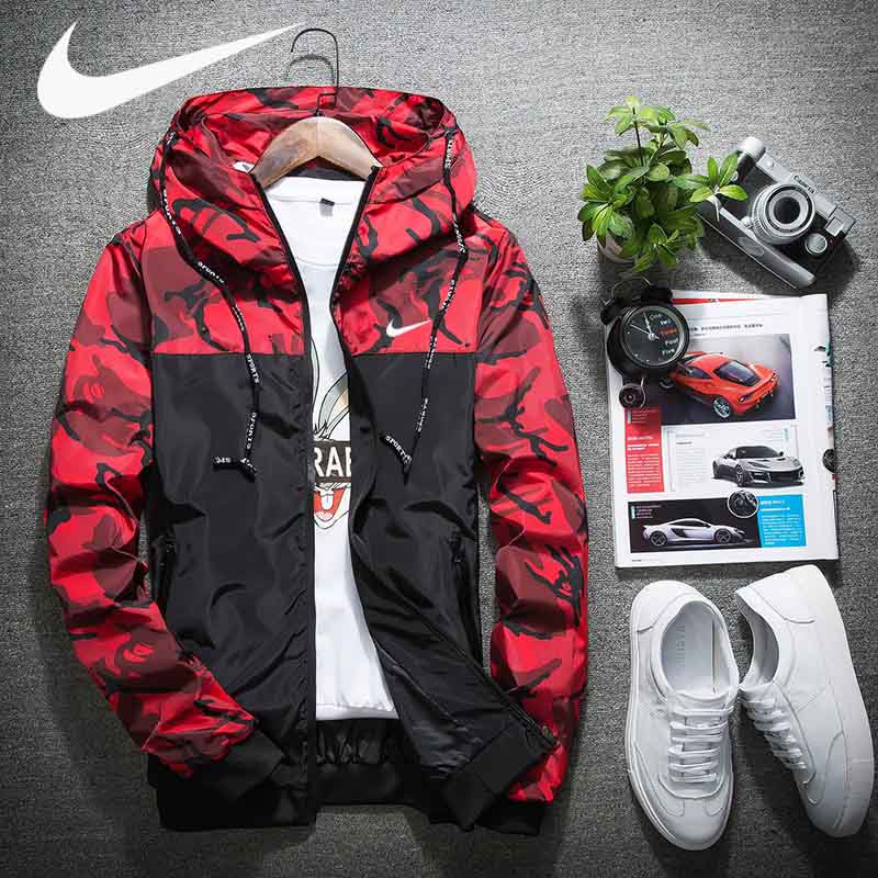 Jaquetas Camuflagem Masculina Primavera/Outono Impermeáveis Casual Manga Longa Capuz