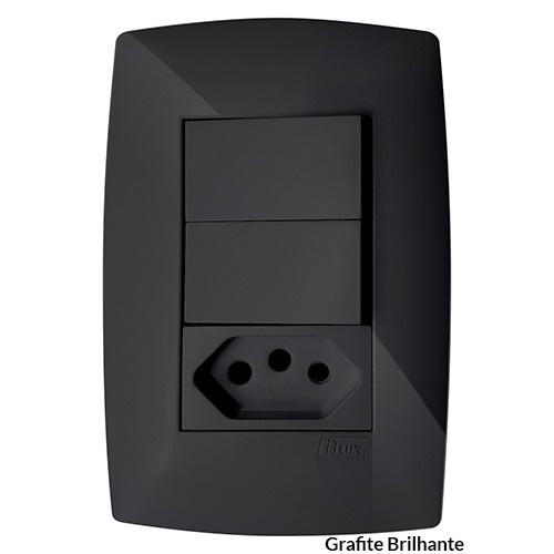 Cj Interruptor Duplo Paralelo + Tomada 10a 4x2 - Blux Home Grafite - Bh10510-4gf