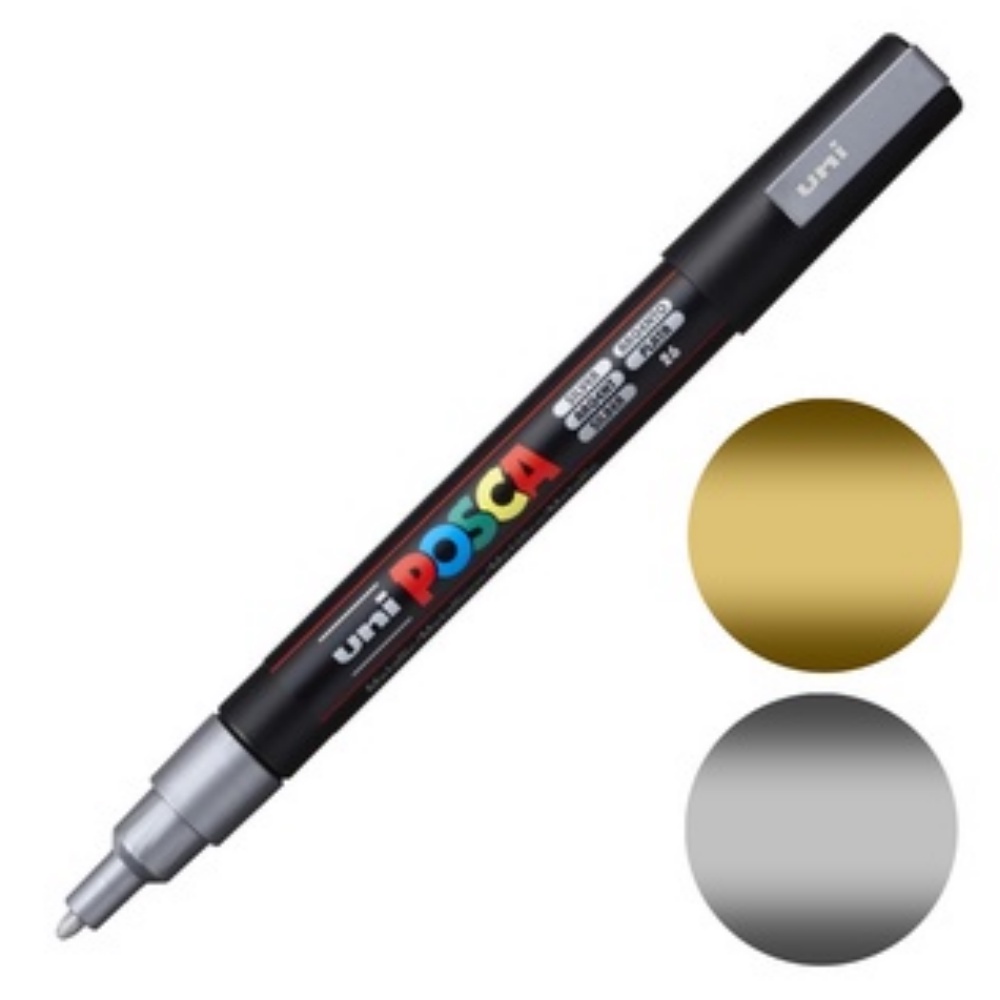 Caneta POSCA Marcador Multiuso PC-3M Ouro/Prata