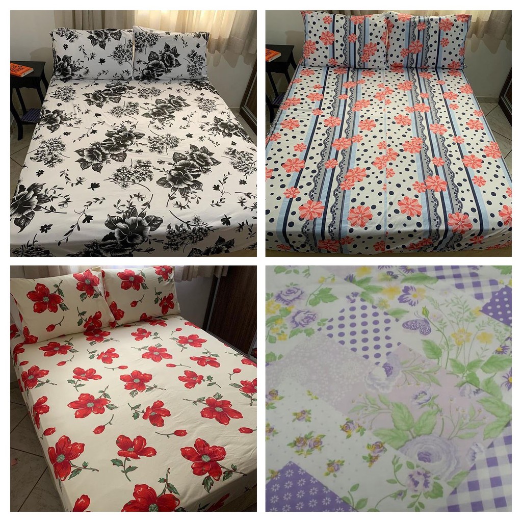 Kit 3 Lençol Cama Casal Estampado Com Elástico em Oferta na Shopee