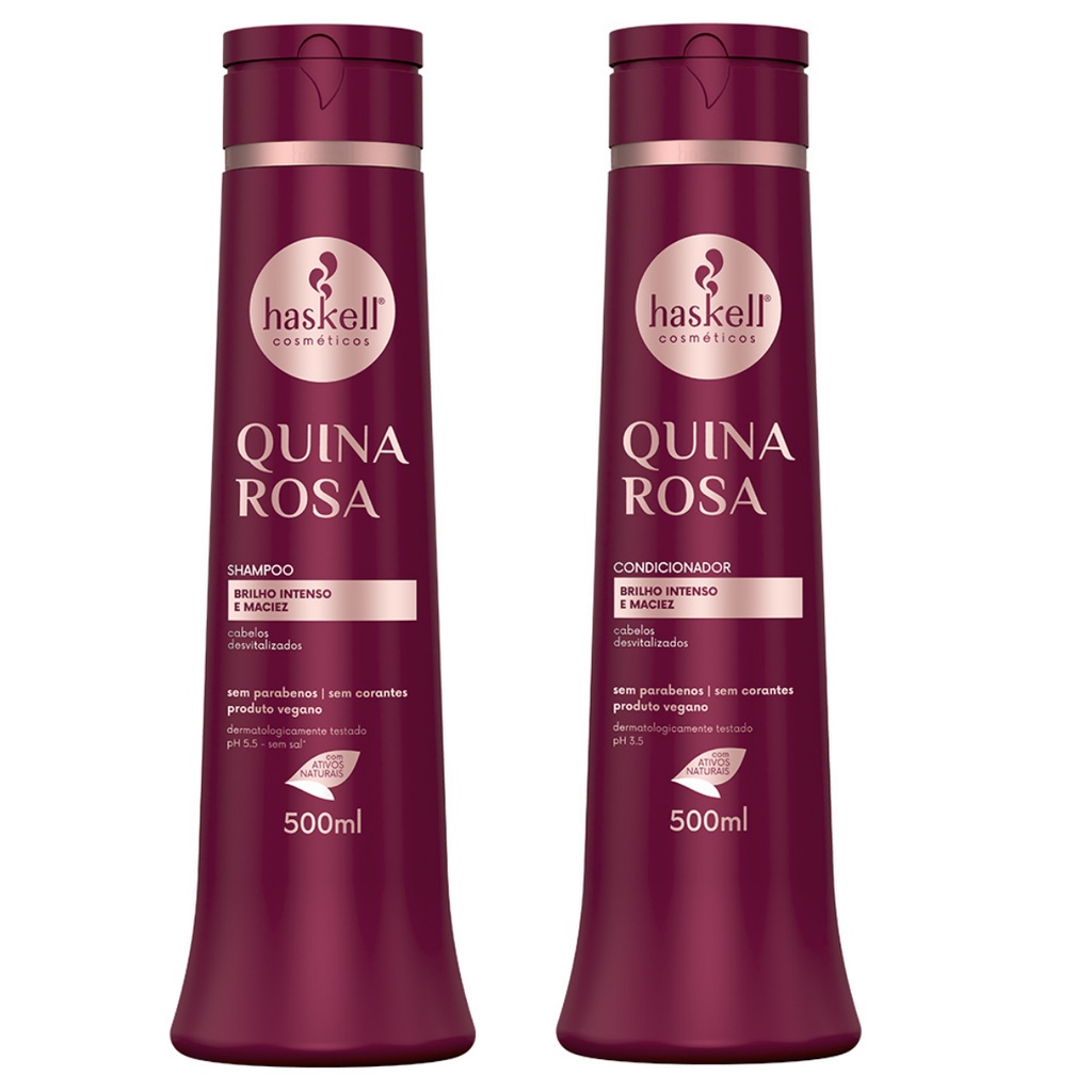 Kit Shampoo+ Condicionador  500ml Quina Rosa Haskell Para Cabelos Desvitalizados, Brilho Intenso