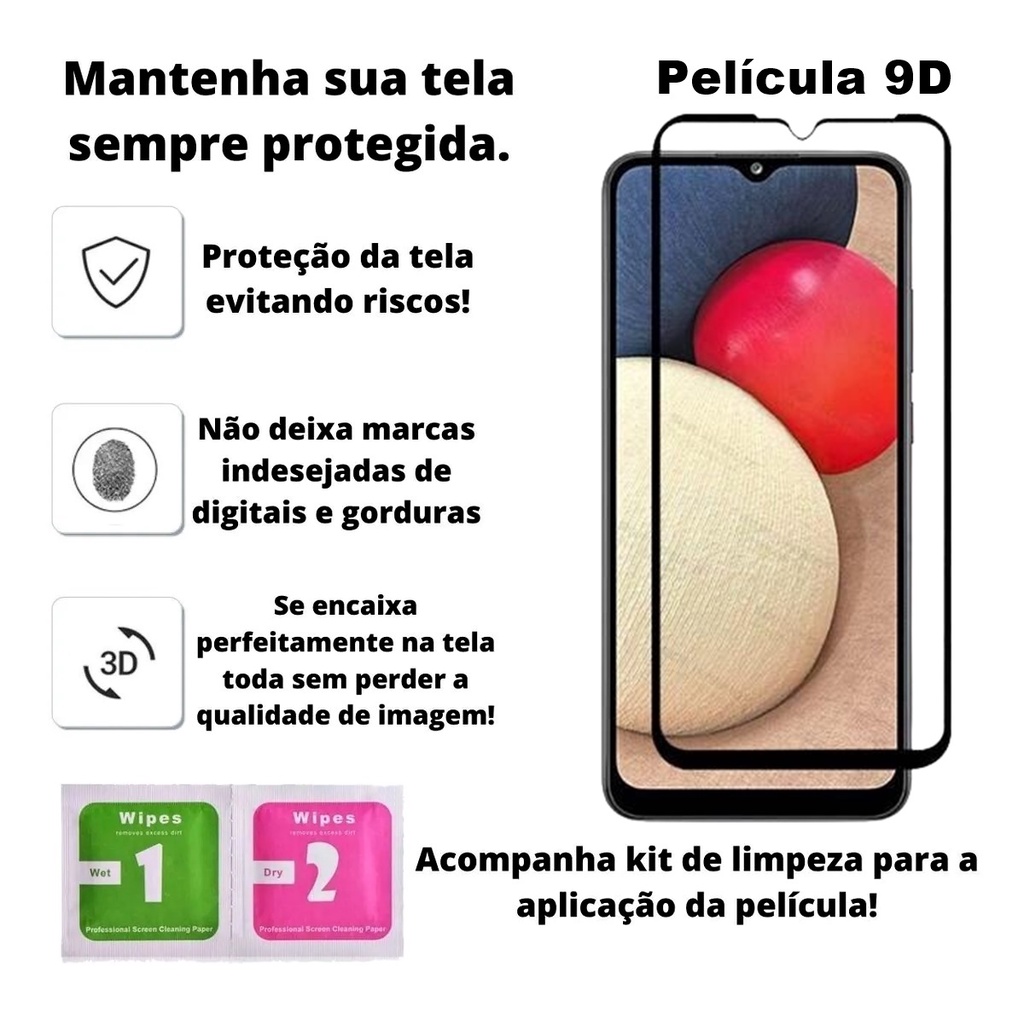 Película De Vidro 9D Full Glass Celular Samsung Galaxy A8 2018 2017 M10 A10 A10S A20S A50 A50S A51 A70 A30 A30S A20 A40 A70