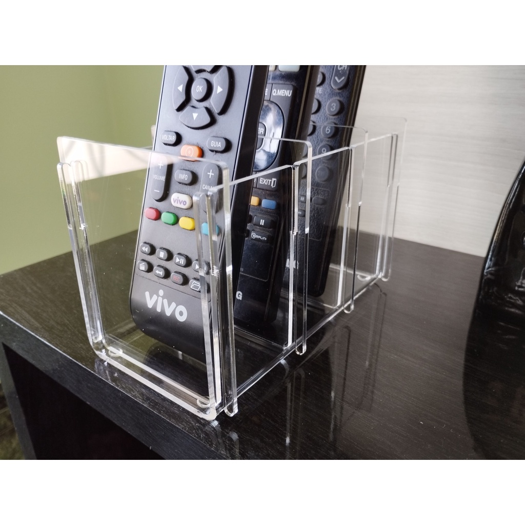 Suporte De Controle Remoto De Tv E Ar Condicionado Acrílico para 3 Controles, Porta Controle Remoto
