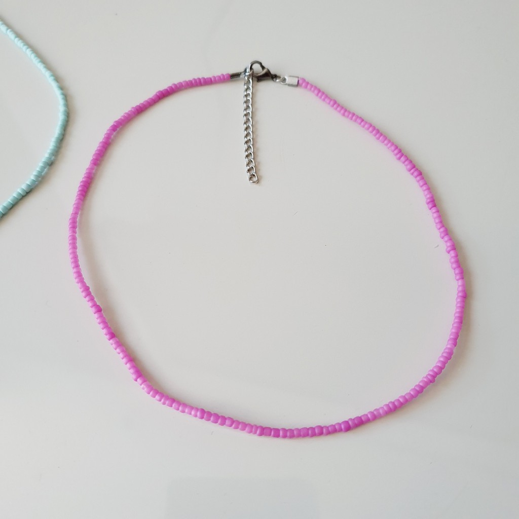 Conjunto/ Combo - 2 Colares de miçanga - 1 rosa e 1 Azul Claro / Colar de miçanga rosa / Colar de miçanga azul claro