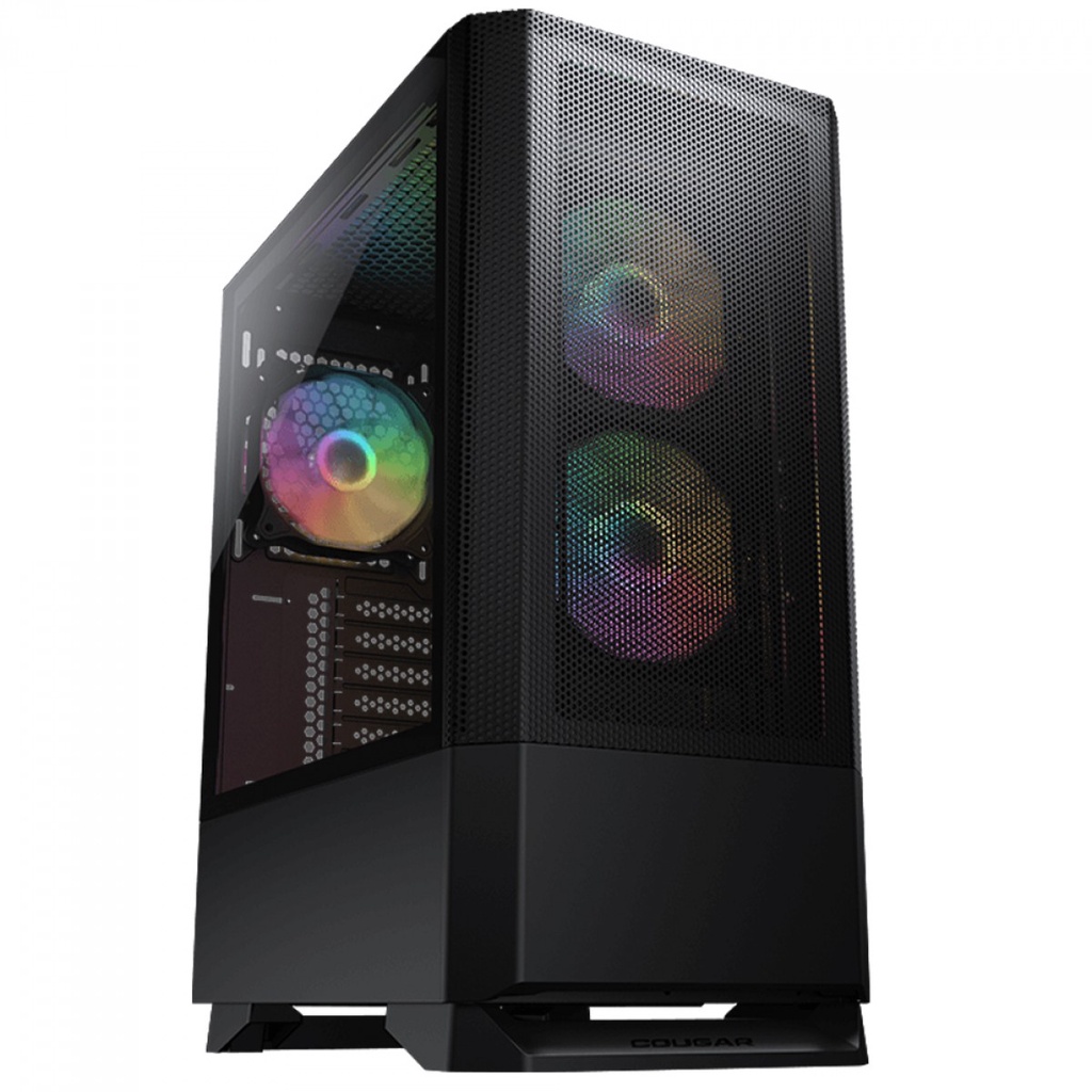 Imagem Gabinete Gamer Cougar MX430 Mesh RGB, Mid Tower, Vidro Temperado, ATX, Black, Sem Fonte, Com 3 Fans ARGB - 3851C60.0003