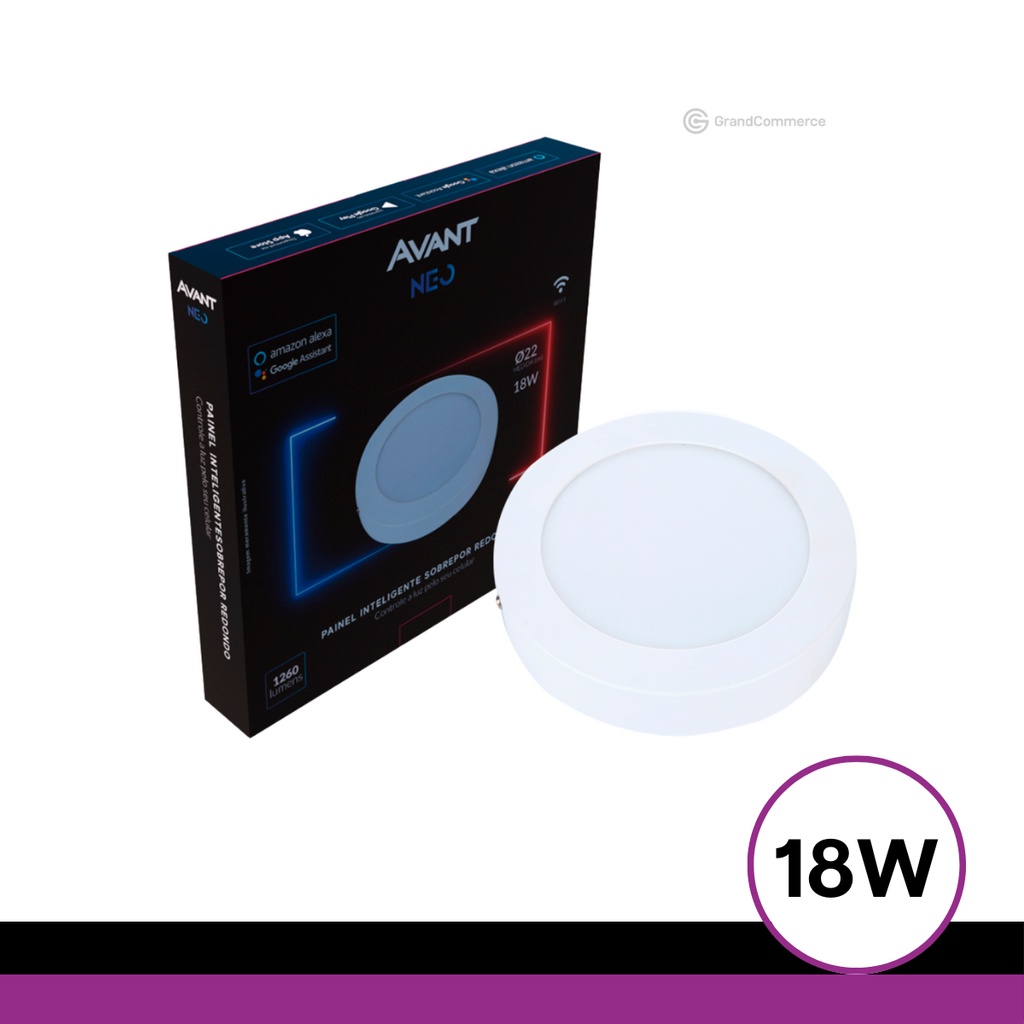 Painel Led NEO Sobrepor Redondo 18W 2700k~6500k Bivolt Avant em Oferta na Shopee