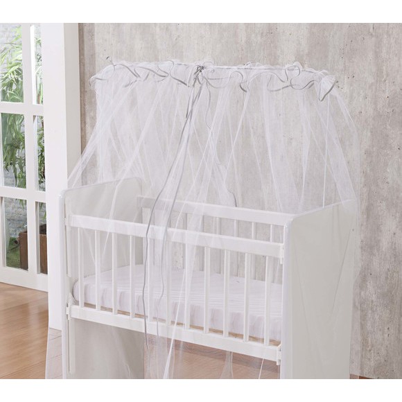 Mosquiteiro para berço Padrao Americano Cinza - Véu para berço Americano Cinza Branco
