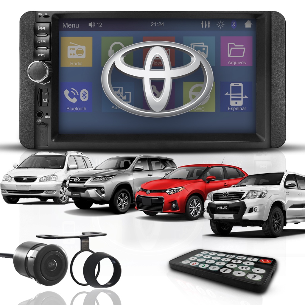 Kit Central Multimídia Espelha Corolla Fielder 03/08 Hilux e SW4  05/15 Etios 2012/2021 e RAV 02/06