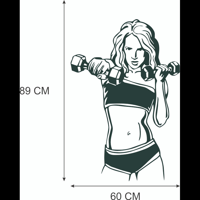 Adesivo de Parede Decorativo Academia Musculação Mulher 2249