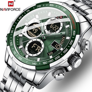 NAVIFORCE 9197 Relógio Militar Esportivo De Pulso Ouro Quartzo Aço À Prova D