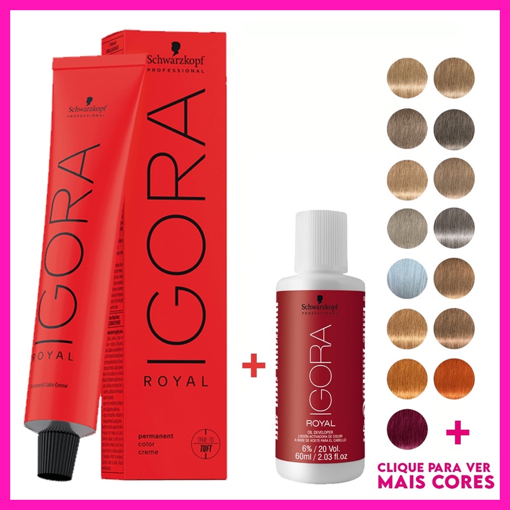 Igora Royal Kit Coloração Schwarzkopf Professional 60g + Ox (10, 20, 30 ou 40 Vol.)