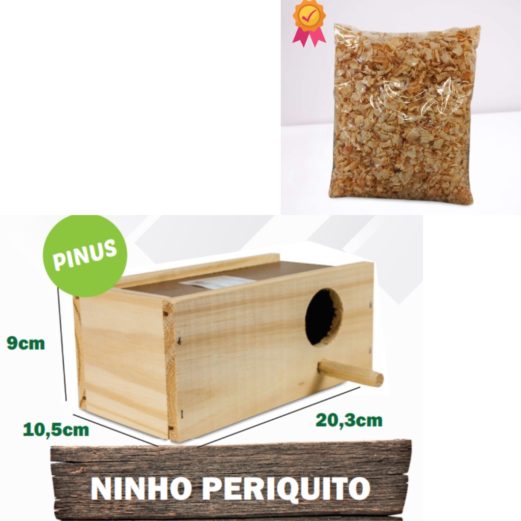 Ninho Para Periquito Pássaros Para Reprodução + Serragem