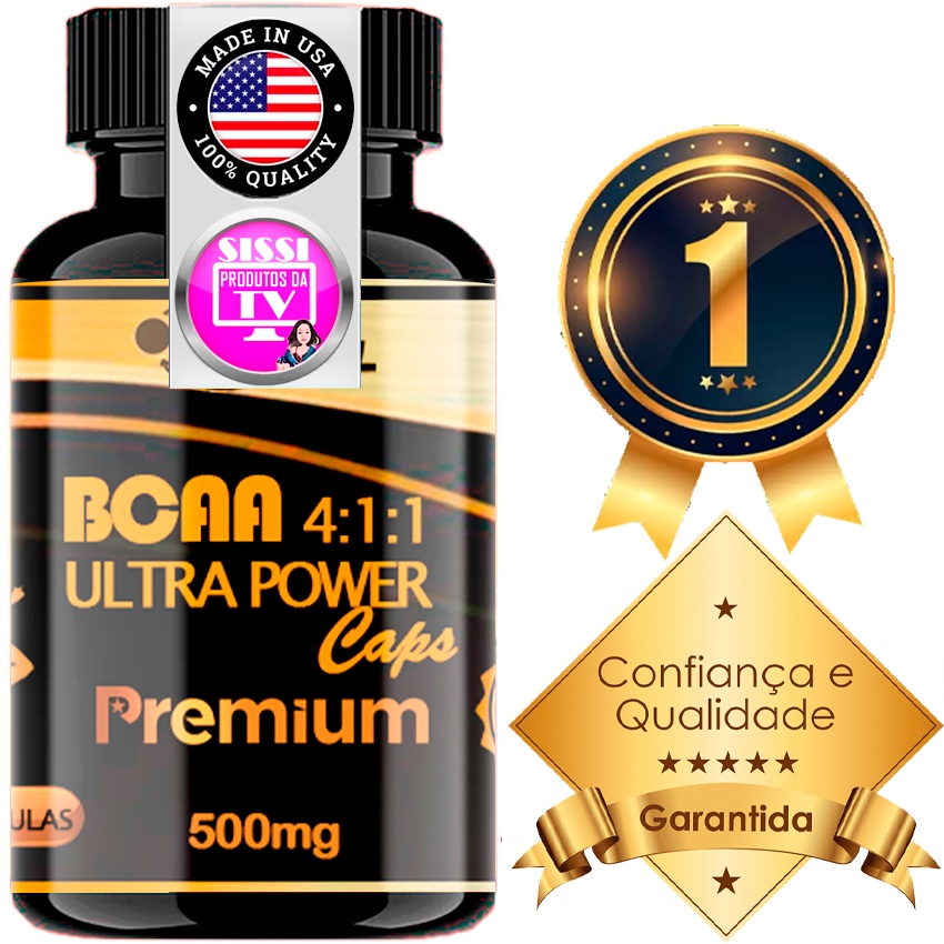 BCAA 4:1:1 ULTRA POWER Caps 500mg - Original - 60 Cápsulas - Cansaço Físico e Mental Aumenta Energia