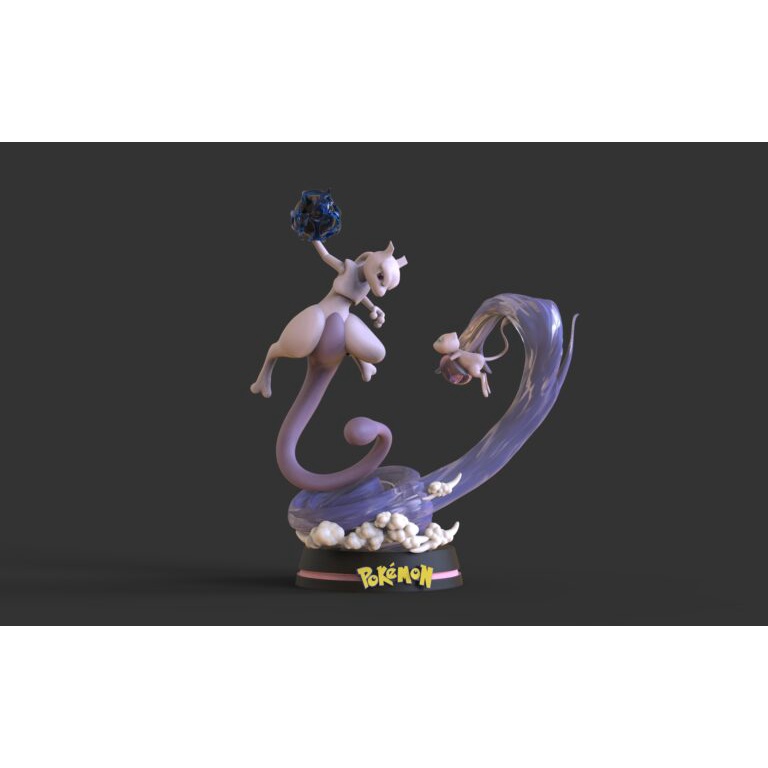 Mew e Mewtwo - Diorama - Pokémon - Figure - Estátua