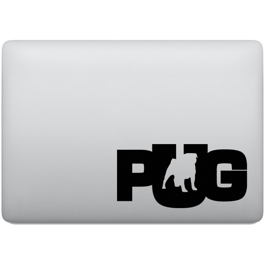 Adesivo de Notebook Cachorro Raça Pug Escrito