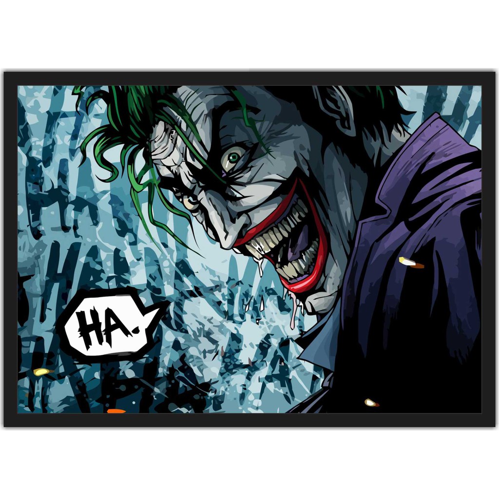 Quadro Decorativo Super Heróis Coringa Joker Decorações Com Moldura T004 M