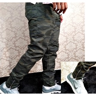 Calca Sarja Camuflada militar exercito Slim Com Ziper na Barra Pronta Entrega