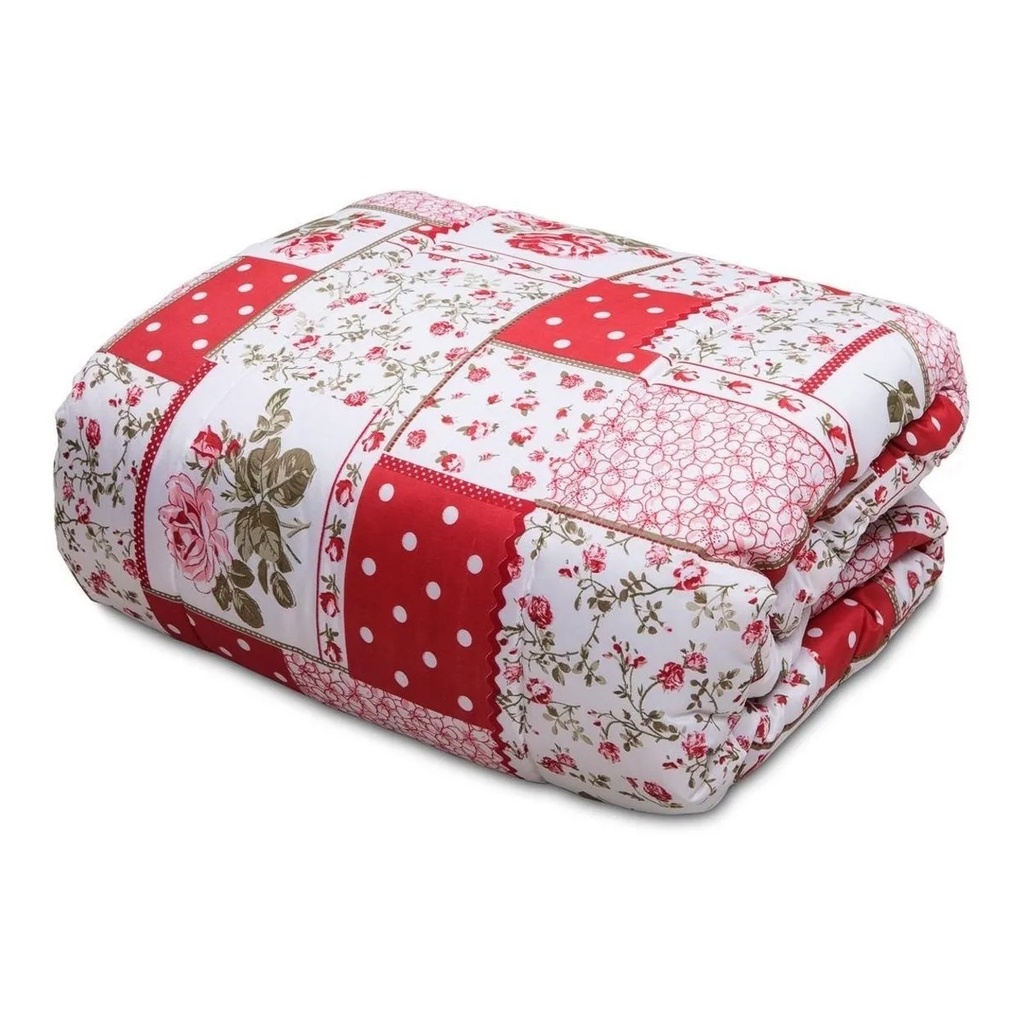 Edredon Casal Dupla Face 2,15x1,90m com Estampa Flores em Poliéster Diversas Cores