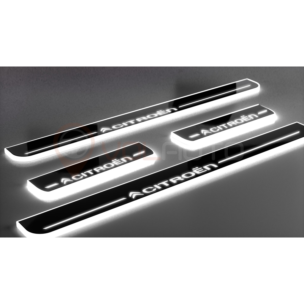 Soleira Automotiva Iluminada LED Black Citroen C4 Cactus 2018 2019 2020 2021 2022