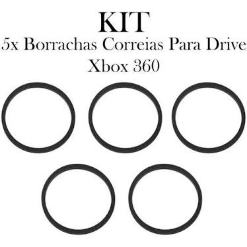 Confira Kit 5 - Correia Borracha Gaveta Drive Xbox 360 Fat Ou Slim em Oferta na Shopee