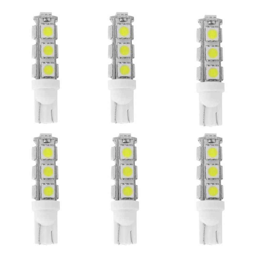 Kit 6 Lâmpadas Tiger Pingão T10 - 13 Leds