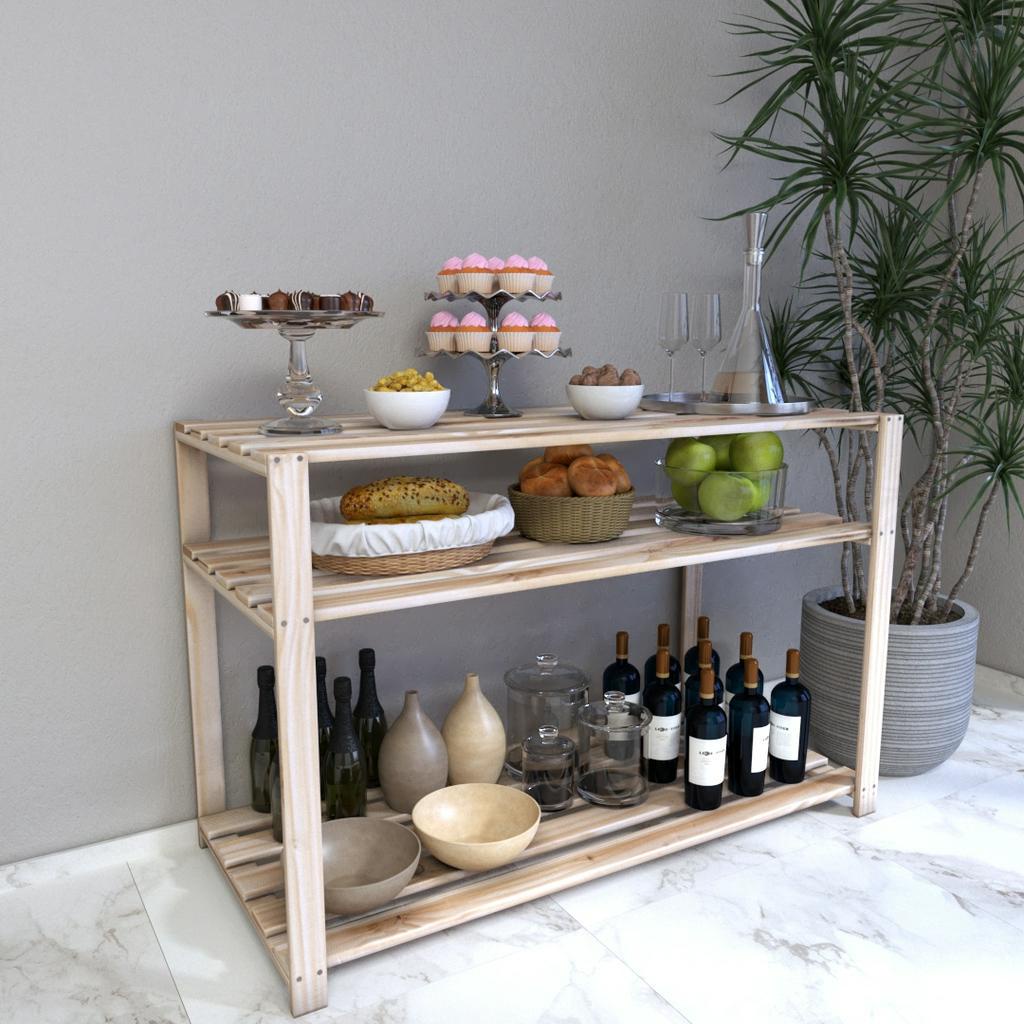 Estante Dupla Prateleira  Pinus Multiambientes Retrô em Oferta na Shopee