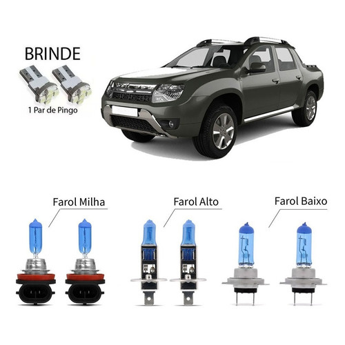 Lampadas Brancas Farol Baixo/ Milha/ Alto 8500k Duster Oroch