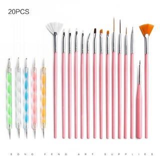 Kit 15 Pincel Gel Uv Acrigel Salão e 5 Pinceis Boleadores Ponta Dupla Decoração De Unha Manicure Pedicure Kit Nail