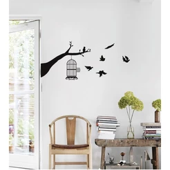 Adesivo Decorativo Parede Galhos Pássaros Gaiola Passarinhos