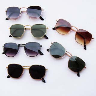 Óculos de Sol Hexagonal 100%UV Feminino e Masculino 10 Cores + Estojo e Flanela