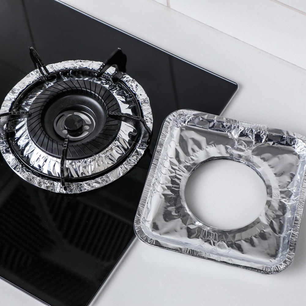 40pcs Aluminum Foil Square Stove Burner Covers, Gas Range Protectors