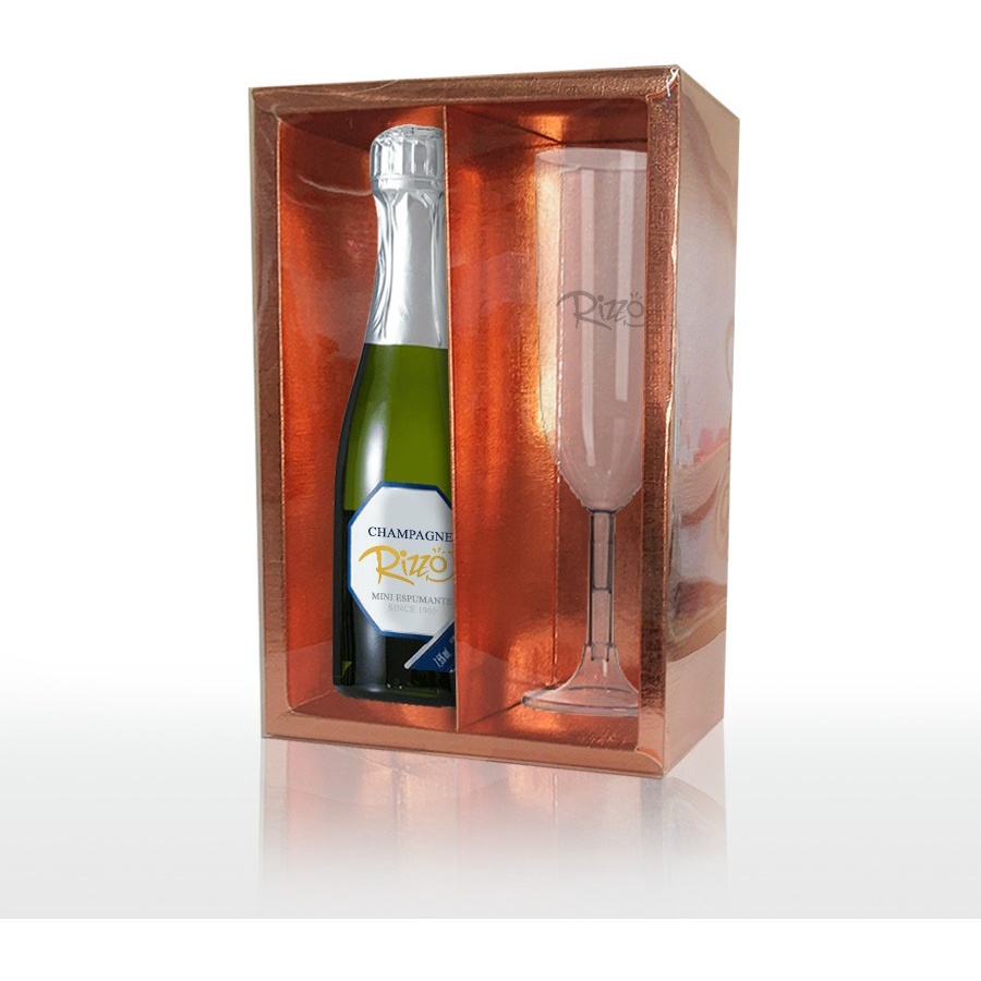 Caixa Mini Champanhe e Taça (20,5cm x 13cm x 6cm) Rose - 5 unidades em Oferta na Shopee