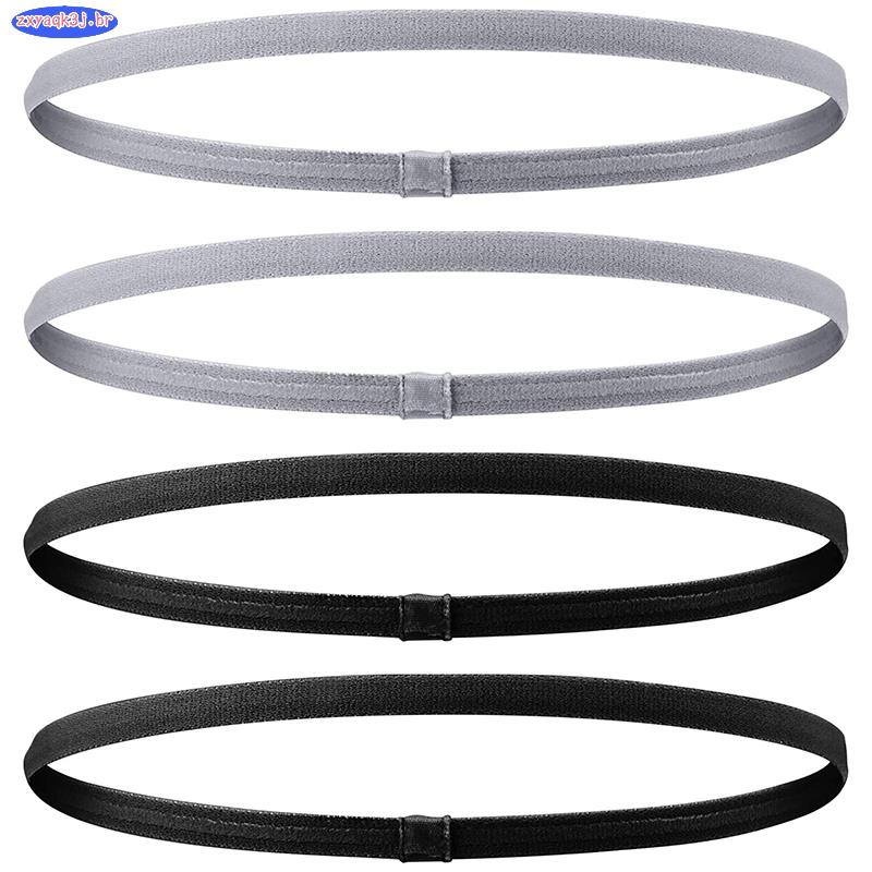4 Pçs Faixa De Cabelo Elástica Grossa Antiderrapante Esportiva Para Masculino E Mulheres (Preto , Cinza)
