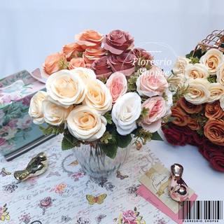 Rosa artificial com 7 Flor P/ Decoração Casamento, Arranjos, Decorar Festas e casa