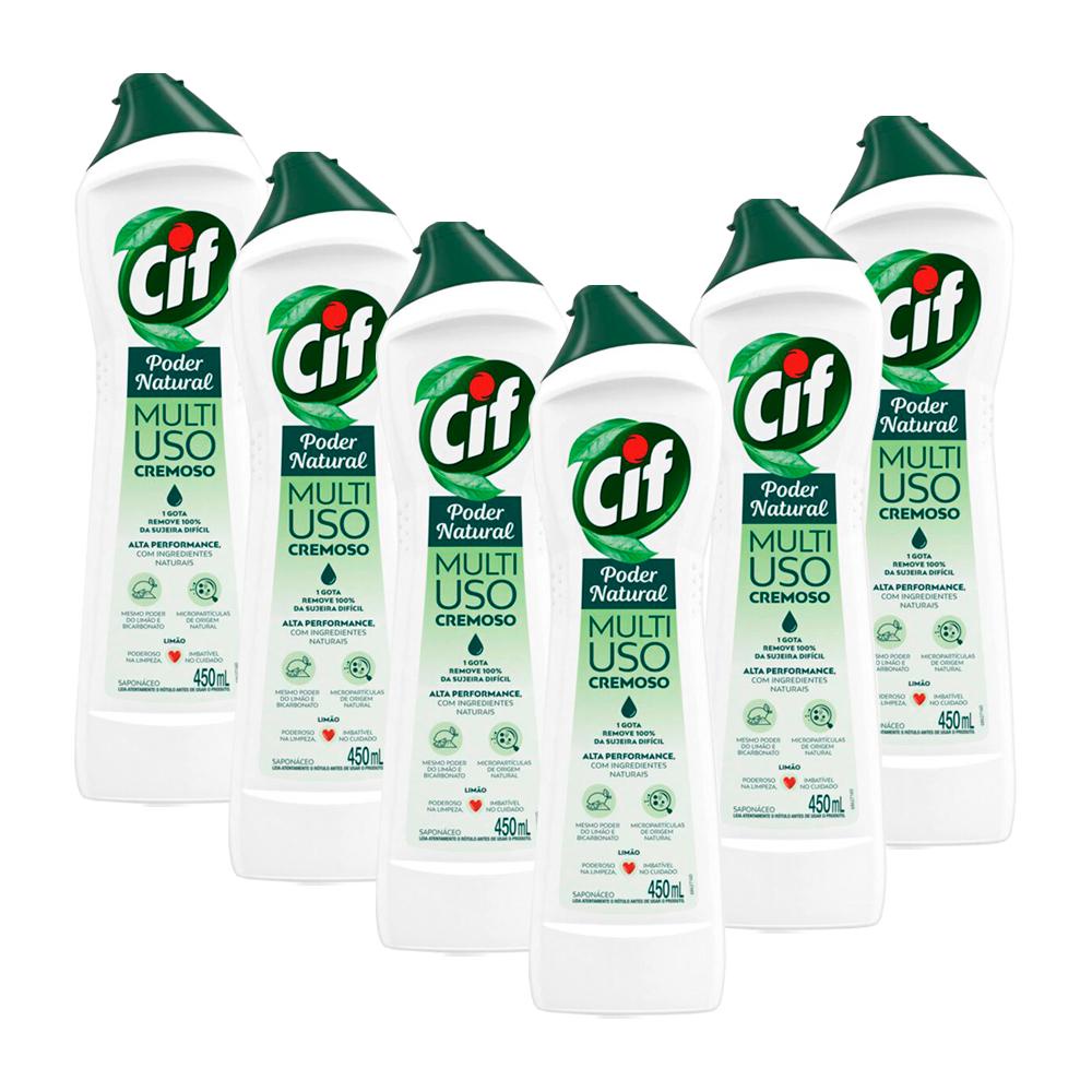 Kit 6 Multiuso CIF Cremoso Limão 450ml em Oferta na Shopee