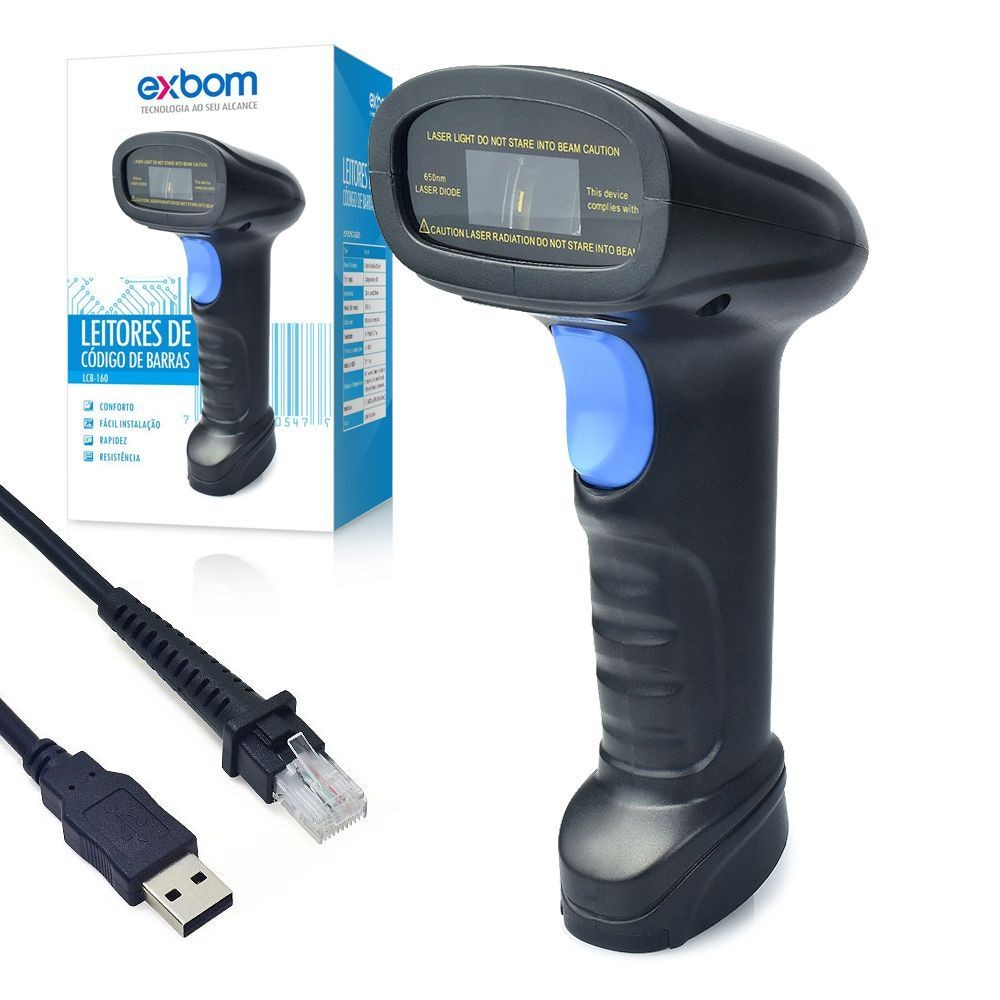 Leitor de código de barras laser USB LCB-160 com fio uso supermercado e correio