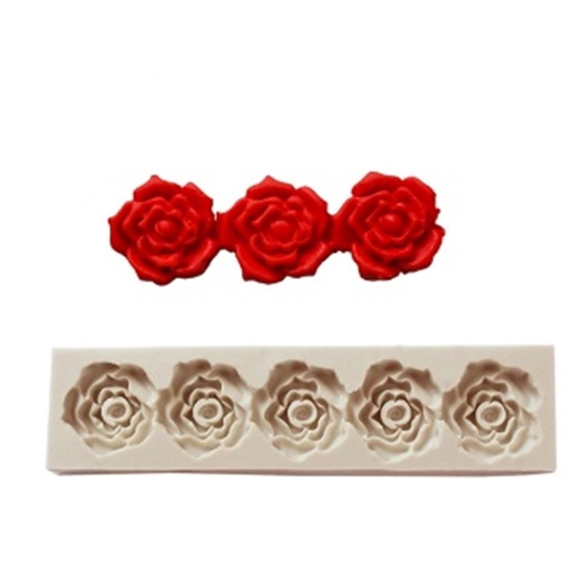 Molde de Silicone Cordão de 5 Rosas para Biscuit e Confeitaria