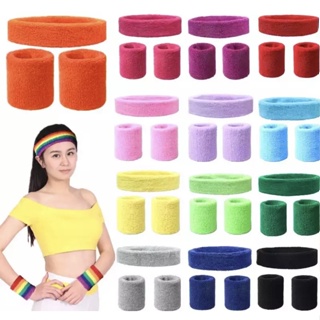 Kit de Faixa de Cabeça + 2 Munhequeiras Atoalhadas DIVERSAS CORES em Oferta na Shopee