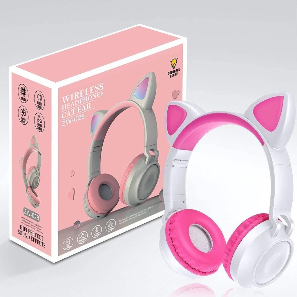 Fone Wireless Headphones Cat Ear Zw028 Sem Fio Bluetooth Shopee Brasil