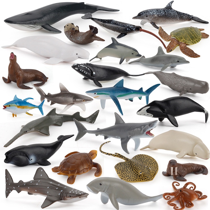 Simulação Mini Marinho Criatura Modelo De Brinquedo Animal Baleia Tubarão