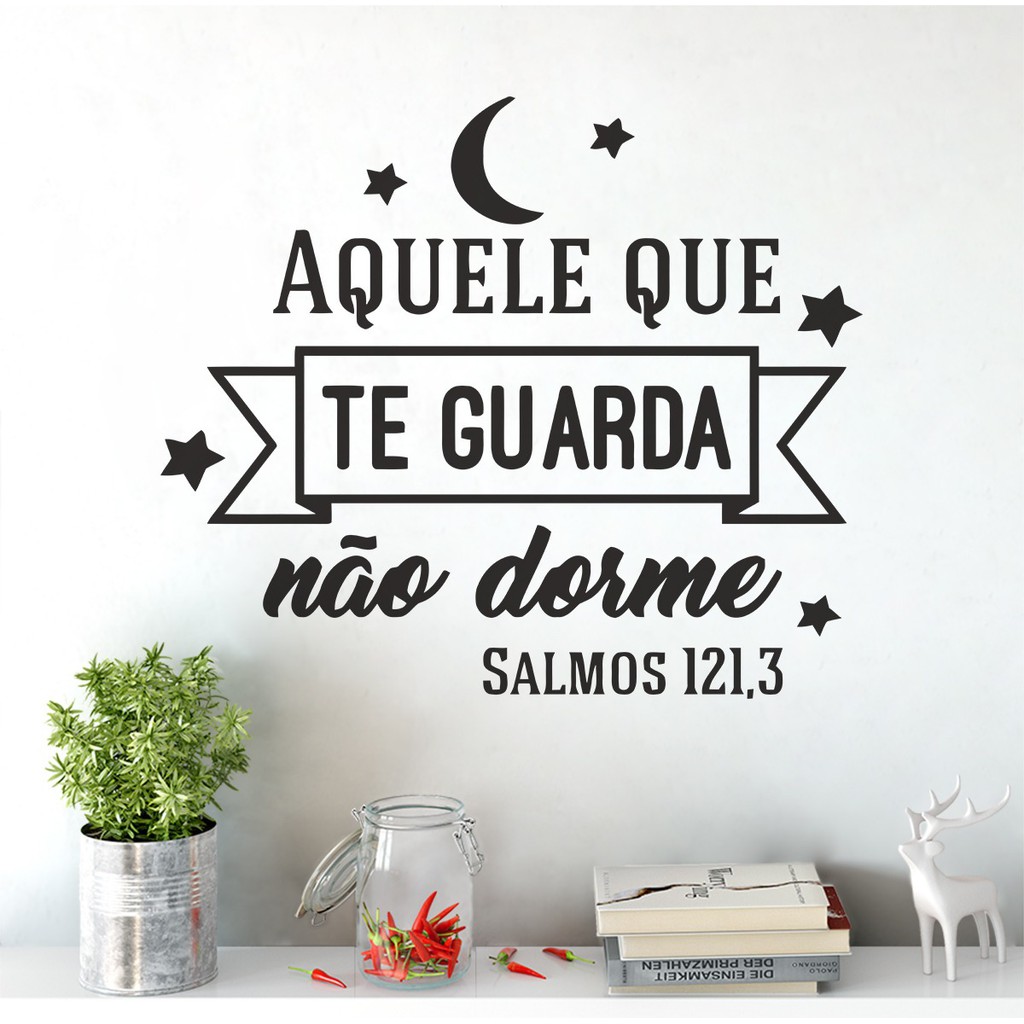 Adesivo De Parede Decorativo Frase Salmos Aquele Que Guarda em Oferta na Shopee