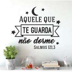 Adesivo De Parede Decorativo Frase Salmos Aquele Que Guarda