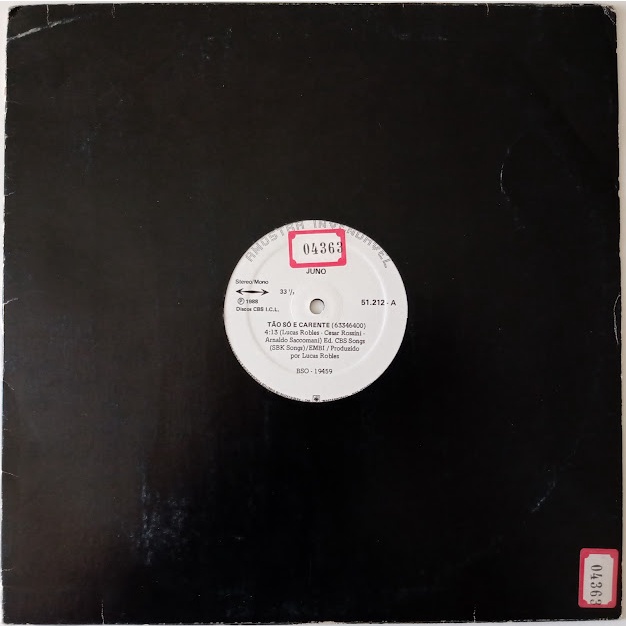 Vinil Lp Disco Juno Xuxa Tão Só E Carente Single Promocional 1988