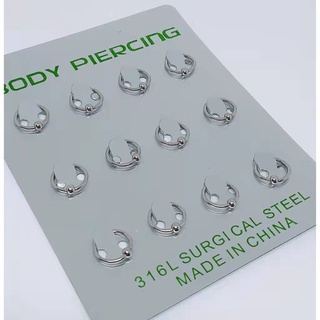 Kit 12 Piercing captive bolinha aço cirúrgico