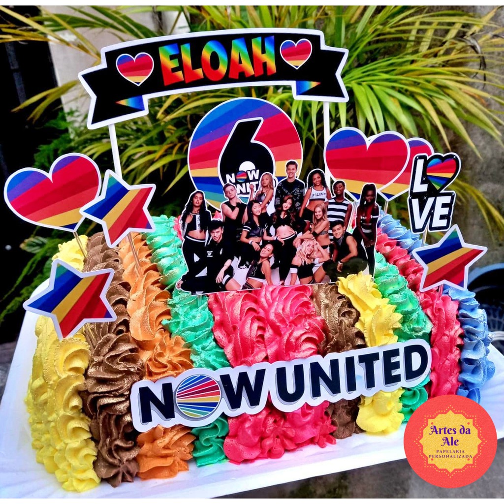 Kit Topo de Bolo Personalizado Now United + Topo para Docinhos Now United