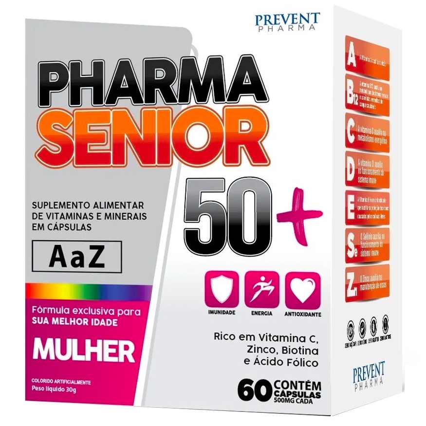 Prevent Senior Homem 50+ Imunidade Energia Antioxidante 60 Capsulas Prevent Pharma